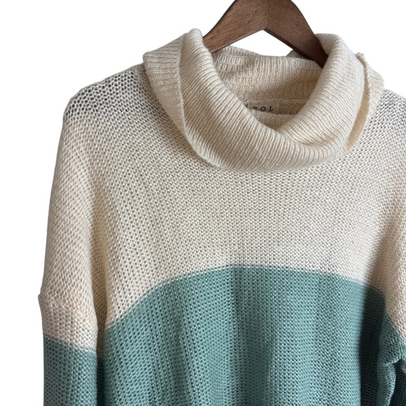 POL Color block Oversized Cowl Neck Sweater Cozy Knit Pullover Size Small - Picture 5 of 8